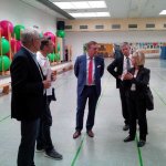 Wie groß ist der Sanierungsbedarf in der Jahnhalle? Das erörterten IBM-Betriebsleiterin Hiltrud Herbst, Baustadtrat Andreas Kowol, OB Claus Kaminsky, TGH-Geschäftsführer Sven Mayer und Sport-Fachstellenleiter Thomas Ritter (von rechts). 